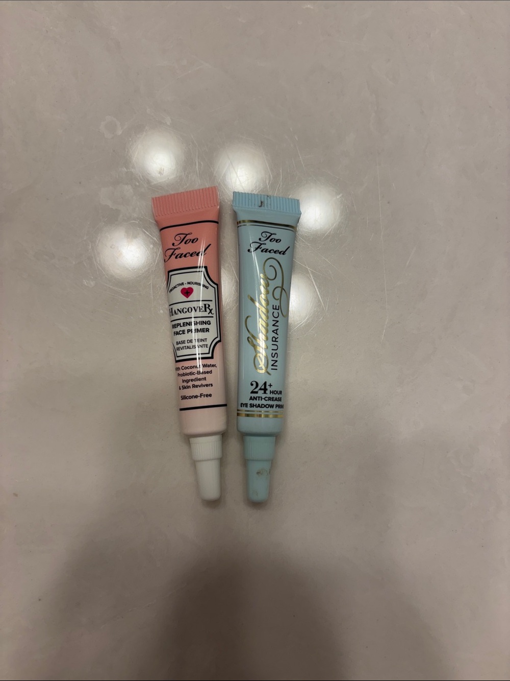 Too Faced Pink & Light Blue Primer Duo for Face and Eyes